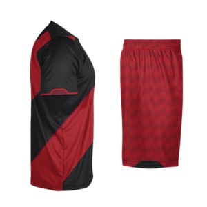Ensemble d'uniformes de football unisexe, design diagonal rouge et noir, impression numérique, jersey respirant en polyester, numéro 23, adulte, fusion sans couture - Product Image 2