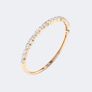 2.500CTW Mixed Cut Round Emerald Pear Prong Set Diamond <b>Bangle</b> Bracelet in <b>Solid</b> <b>Gold</b> Luxury Stackable Oval Wristband for Women - Product Image 5