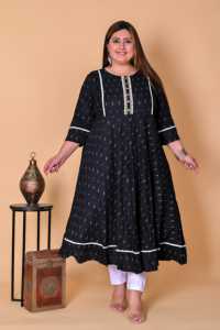 Kurta de Rayón con Estampado Geométrico y Líneas, Tallas Grandes, con Detalles de Espejo, Estilo Étnico, Ropa Femenina Cómoda, Informal, Tradicional, para Verano - Product Image 6