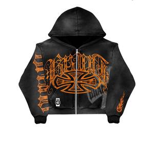 Sudadera con capucha corta con cremallera para hombre, estilo urbano, holgada, de felpa francesa de alto gramaje, con lavado ácido y efecto desgastado, personalizada, de moda, TAHAD 2026 - Product Image 5