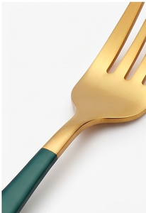 Ensemble de couverts modernes en or, 3 pièces, avec fourchette, cuillère et couteau à manche vert, pour mariage et hôtel, résistant à la rouille - Product Image 2