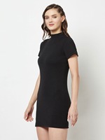 Robe moulante côtelée à manches courtes de qualité supérieure, coupe ajustée, mini-robe, couleurs personnalisées