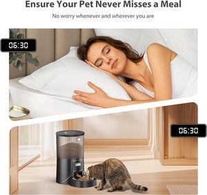 <b>Automatic</b> Cat Feeder - Dry Cat Food <b>Dispenser</b> Programmable Control 1-6 Meals for Cats and Medium Dogs - Product Image 2