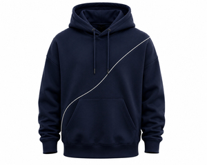 Sudadera con Capucha Azul Marino para Hombre, Color Sólido, Felpa de Algodón, Corte Casual, Manga Regular, Diseño con Bolsillo, Ropa de Invierno, Transpirable por Delante - Product Image 1