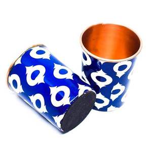 Gobelet en cuivre blanc et bleu à motif chevron, tasse à boire en émail à motif géométrique, vaisselle décorative moderne pour la maison, l'hôtel et le restaurant - Product Image 6