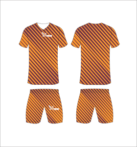 Conjunto de Uniforme de Fútbol Sublimado Personalizado, Diseño a Rayas Naranja y Morado, Transpirable, de Secado Rápido, Camiseta de Fútbol para Hombre y Niño - Product Image 1