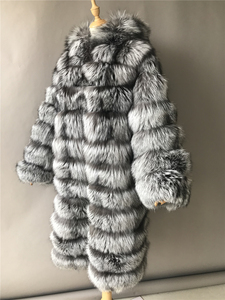 Manteau long en fourrure de renard argenté véritable pour homme, de haute qualité, respirant, écologique, avec capuche, pour l'hiver, vente en gros - Product Image 6