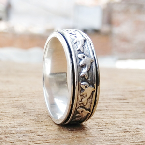 Fish <b>Spinner</b> <b>Ring</b> Ocean Fidget <b>Ring</b> Handmade Anxiety Relief <b>Ring</b> Marine Life Jewelry Boho Statement <b>Spinner</b> <b>Ring</b> - Product Image 2