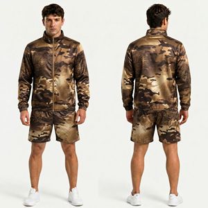 Metallic Bronze <b>Camouflage</b> Men Windbreaker Short Sets Lightweight Nylon Water Resistant Mesh Lined Windbreaker Short Sets - Product Image 1