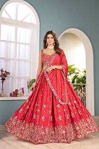Indian Wedding Festival Wear Chinon Fabric Lehenga Choli <b>Sequins</b> Codding Embroidery Work Heavy Work Dupatta Traditional Recycled - Product Image 2