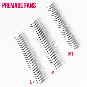 Extensions de cils Charmlash en vison préfabriquées en éventail 3D, éventails étroits marron, collés, longueurs mixtes, différentes tailles, marque privée - Product Image 1