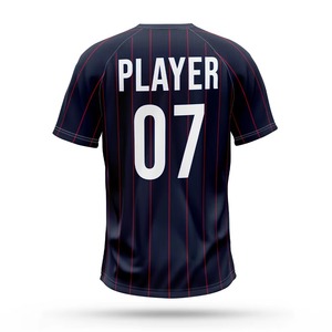 Men's Baseball Jersey Striped Navy Red Sublimated Print Moisture Wicking Short Sleeve Regular Fit All Seasons Apparel - Product Image 3