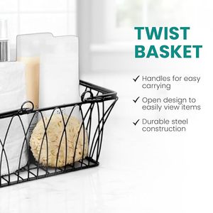 Panier utilitaire polyvalent de 15 pouces en fil d'acier robuste avec poignées courbées pour une prise en main facile, solution de rangement décorative - Product Image 2