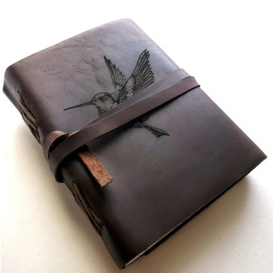 Vintage Leather Hummingbird <b>Journal</b> with Handmade Paper - Product Image 1
