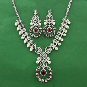 Available At Reasonable Price Cubic Zirconia Classic Necklace With Rhodium Plating 440217 - Product Image 4