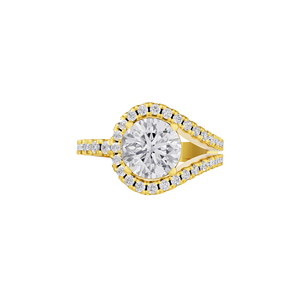 Bague de fiançailles et d'anniversaire Aarinya Sovereign Teardrop Suite en or 14 carats avec diamant de laboratoire certifié IGI et halo pavé solitaire - Product Image 1