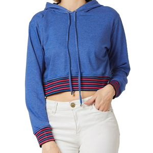 Knitted Breathable Winter Pullover Gym <b>Workout</b> Running Training Solid Color Women Crop Top <b>Hoodies</b> with Front Logo Fleece Fabric - Product Image 4