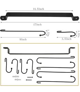 Étagère murale en métal pour cuisine avec crochets pour tasses et ustensiles, support de rangement minimaliste pour l'organisation de la cuisine - Product Image 3