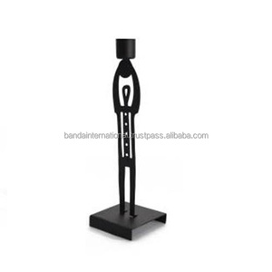 Portavelas cónico de hierro con revestimiento de polvo negro terminado para iluminar la decoración del hogar y otros tarros de portavelas - Product Image 1