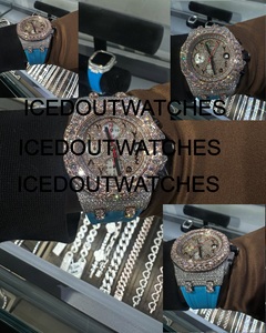 Reloj de Acero Inoxidable con Diamantes Moissanite, Esfera de Cristal, Resistente al Agua 10 Bar, Estilo Hip Hop, Regalo de Compromiso - Product Image 3