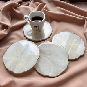 High Quality Eco-Friendly Modern Resin Oval <b>Coaster</b> <b>Green</b> Gold Leaf Design 400mm Diameter Home Wedding Cafe Restaurant Table - Product Image 1