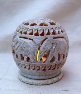 Handcrafted Marble Candle <b>Holder</b> | Carved Stone <b>Tealight</b> <b>Holder</b> | Decorative Home Décor Lantern | Handmade Marble Lamp - Product Image 2