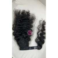 Queue de cheval bouclée enveloppante en cheveux indiens Jerry Curl Extensions Arrow Exim Raw Remy Volume Boost Full Set Style Noir Longueur Moyenne