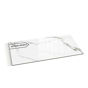 Carreaux de sol et de mur en porcelaine polie brillante blanche pleine masse 600x1200 pour intérieur d'appartement, aspect marbre - Product Image 1