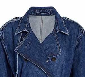 เสื้อแจ็คเก็ตเดนิมผู้หญิง แขนยาว คอปกกว้าง ปิดด้วยเข็มขัด - Product Image 2