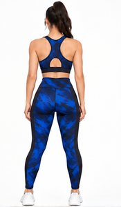 Ensemble de yoga taille haute pour femme : short cycliste et brassière de sport – Tenue de sport respirante et extensible pour gym, pilates et entraînement – Logo personnalisé - Product Image 2