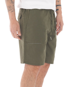 Lightweight Men's Solid Olive Green Casual Bermuda <b>Shorts</b> With Drawstring Closure Mid Waist Breathable Oxford Fabric Woven Style - Product Image 4