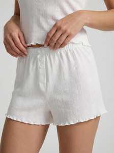 Shorts Blancos de Punto a Media Cintura, Ecológicos, de Secado Rápido, Corte Regular, Transpirables, para Mujer - Product Image 1