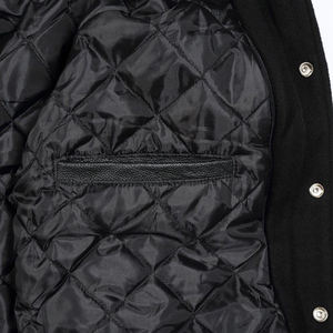 Chaqueta Varsity Azul y Dorada para Hombre con Mangas de Cuero, Estilo Preppy, Chaqueta Universitaria de Béisbol, Corte Regular, Cuello Camisero - Product Image 6