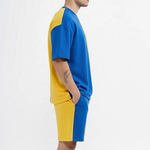 Traje de Verano para Hombre, de Poliéster/Nylon, Lavado Ácido, Estilo Holgado para Parejas, 2 Piezas, Ropa Urbana, Camiseta Deportiva Vintage Estampada Personalizada, Oversize - Product Image 5
