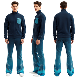 Contemporary Men's Flare Rhinestone Pants Featuring Ocean Wave Crystal Artwork with Premium Casual Fashion Construction - Product Image 4