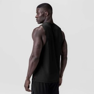 Débardeur sans manches noir pour homme, couleur unie, col rond, tricoté, décontracté, grande taille - Product Image 1