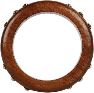 Wholesale Handcrafted Sheesham Wooden Bangle with Brass Studs Inlay Indian <b>Boho</b> Ethnic Solid Wood Cuff <b>Bracelet</b> for Women Gift - Product Image 3