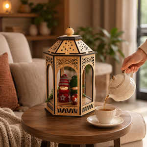 Handcrafted Wooden Hexagon <b>Table</b> Lantern | Premium Decorative Candle Holder for Home Garden Balcony Patio Wedding and Festival - Product Image 4