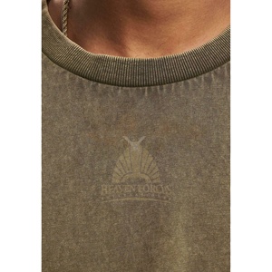 เสื้อยืดผ้าฝ้ายโอเวอร์ไซส์สำหรับผู้ชายเสื้อยืดผ้าฝ้าย100% โอเวอร์ไซส์ลายกราฟิกแบบกำหนดเองพิมพ์โลโก้สไตล์วินเทจสำหรับผู้ชาย - Product Image 4