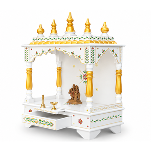 Templo de madera hecho a mano Jodhpur pintado Pooja Ghar Mandapam para adoración sagrada de Diwali Mandir indio-Compre 1 y obtenga 2 cumpleaños gratis - Product Image 5
