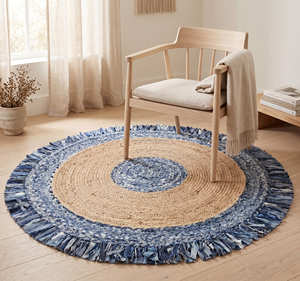 Tapis en jute tressé fait main noir pour la décoration moderne de fermes et de maisons industrielles - Product Image 1