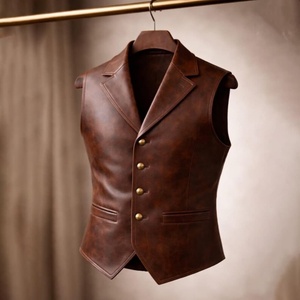 Chaleco de Cuero Marrón Clásico para Motociclistas, Corte Personalizado, Diseño Elegante con Solapa, Envío Rápido Disponible - Product Image 5