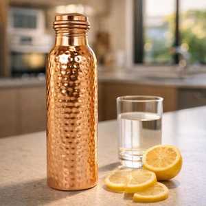 Pure Copper Hammered Water Bottle 600ML Handcrafted Ayurvedic Leakproof Portable Anti-corrosion Gift Box Packaging <b>Drinkware</b> - Product Image 1