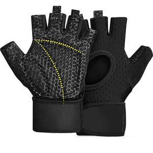Gants de musculation en cuir à logo personnalisé, demi-doigts, robustes, pour haltérophilie, musculation et exercices de gym - Product Image 5