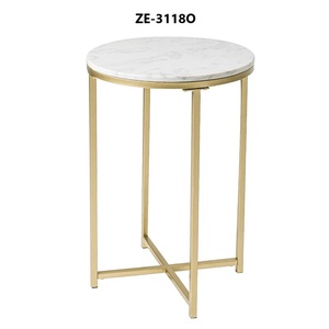 Mesa de Centro Premium para Sala de Espera con Superficie de Mármol, Mueble Moderno Cuadrado de Hierro y Vidrio Ecológico ZE-3118Y ZAHID - Product Image 3