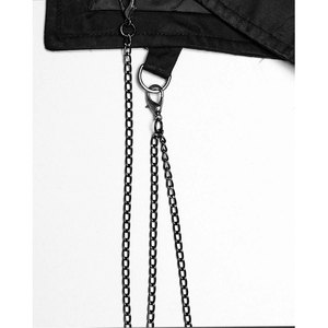 Chaleco gótico steampunk irregular para hombre con cadena asimétrica y alas de murciélago - Negro - Product Image 5