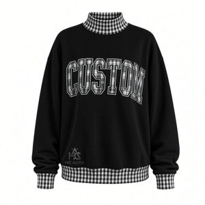 Offre Exceptionnelle : Sweat-shirt Streetwear Premium Noir Oversize à Col Montant en Molleton de Coton, Coupe Ample, Décontracté Hiver, Personnalisable - Product Image 6
