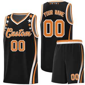 Ensemble de maillots de basket-ball blancs et bleus avec étoiles, sublimés, col en V, sans manches, en maille respirante, uniforme pour adultes unisexe - Product Image 2