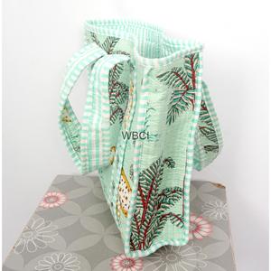 Sac fourre-tout matelassé en coton fait main, petit sac à bandoulière en coton floral, sac de shopping rayé pour le quotidien et les voyages - Product Image 6