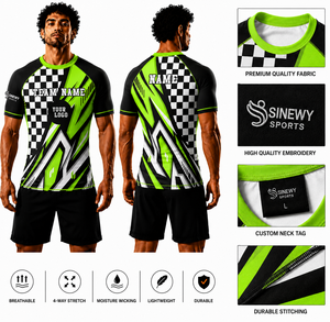 เสื้อรัดกล้ามเนื้อสำหรับผู้ชาย SINEWY SPORTS แบบสั่งทำพิเศษ พิมพ์ลาย MMA ระบายอากาศได้ดี น้ำหนักเบา ดีไซน์ลายตารางหมากรุกสีเขียวดำ - Product Image 1